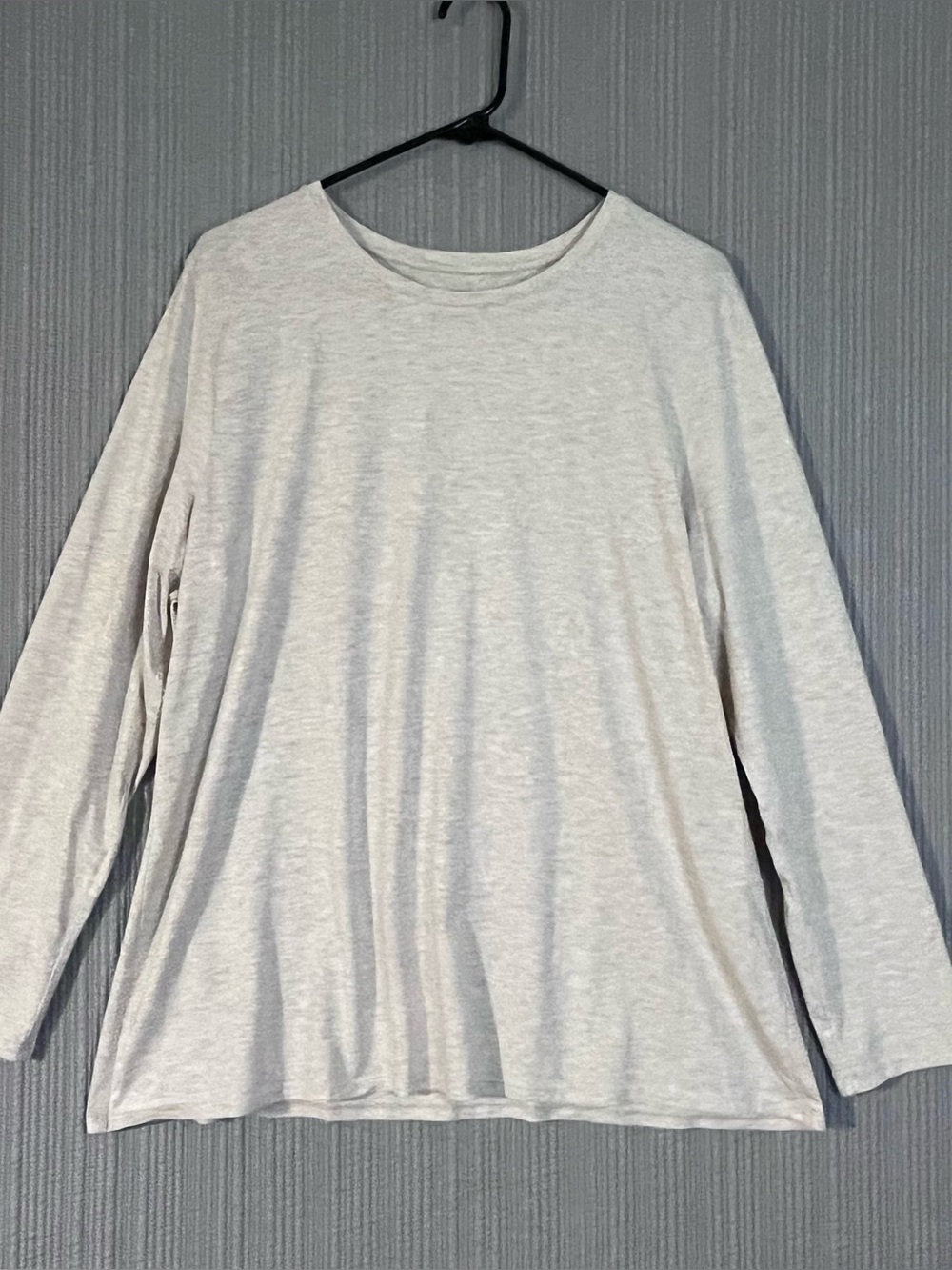 Pure Jill J Jill Pima Cotton Stretch Tee Shirt Heather Beige Sz XL Long Sleeve
